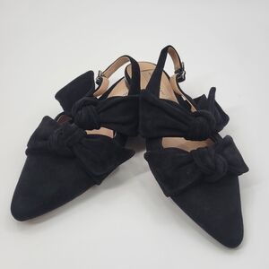Antonio Melani Fabric Point Toe Bow Black Flats Shoes 7